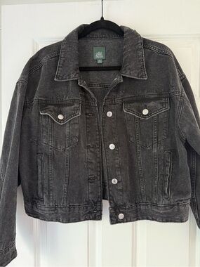 wild fable Washed Black Cropped Denim Jacket